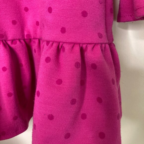 Lands End Girls Dress 4 Pink Polka Dot Ruffle Hem Long Sleeve Polyester Blend - Picture 5 of 8